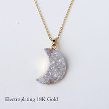 Load image into Gallery viewer, 18K Gold White Moon Druzy Pendant Necklace
